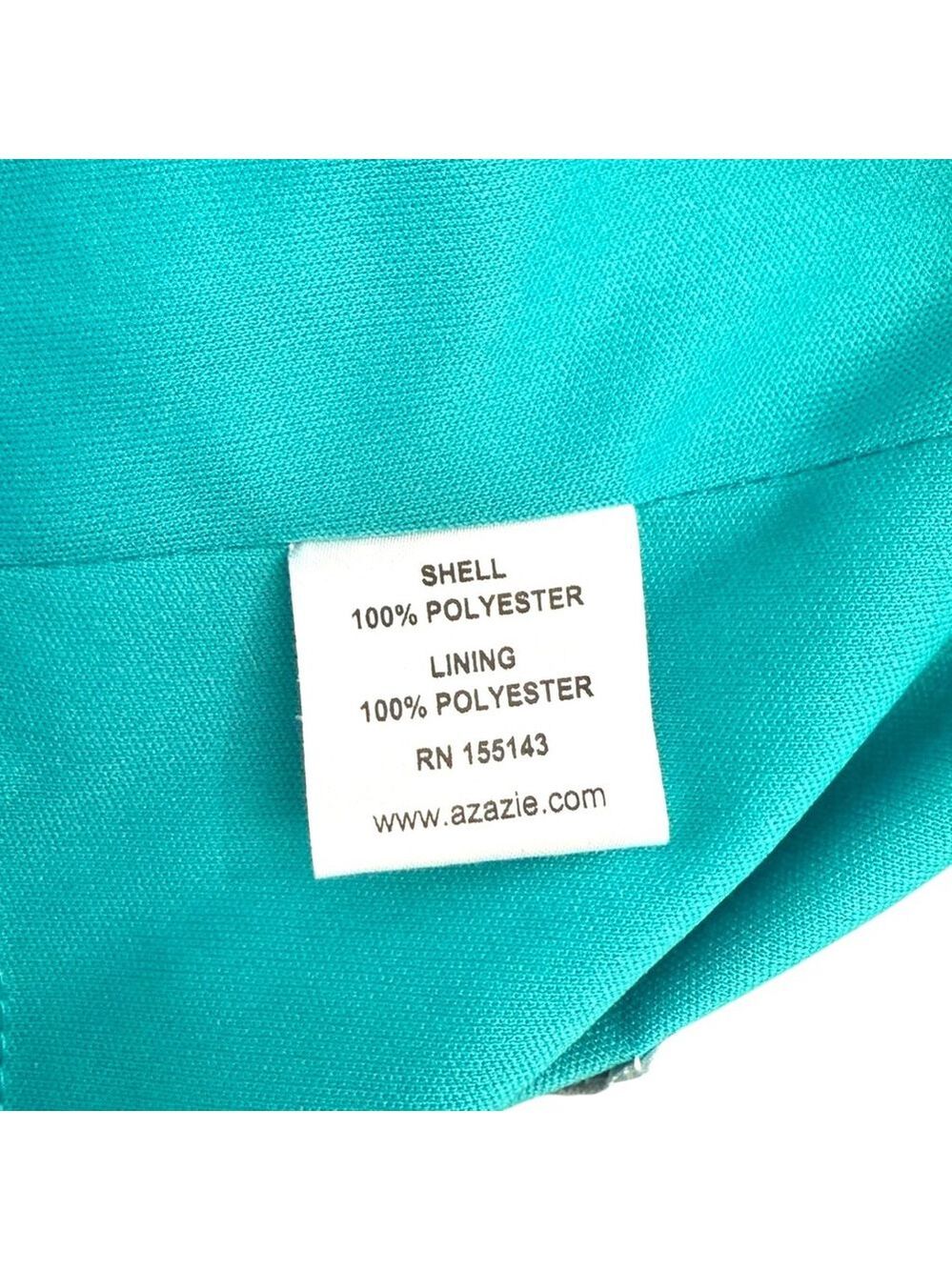 Azazie Size A6 Teal Turquoise Draped V-Neck Formal Gown - Picture 10 of 10